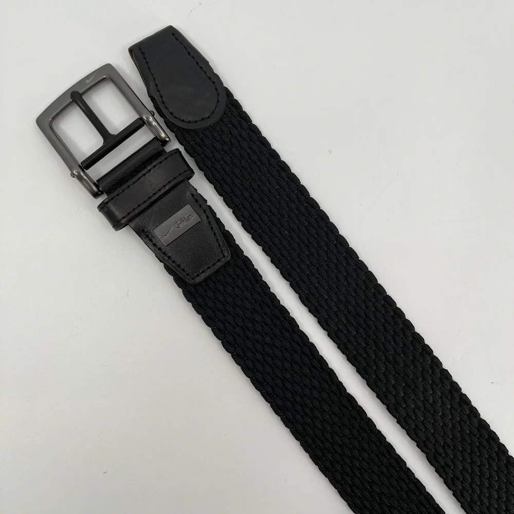Nike G-Flex Belt Mens 40 Black Braided Woven Golf Athletic Stretch Leather Trim